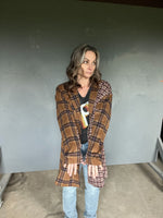 122322  Plaid and Houndstooth Mixed Oversize Coat