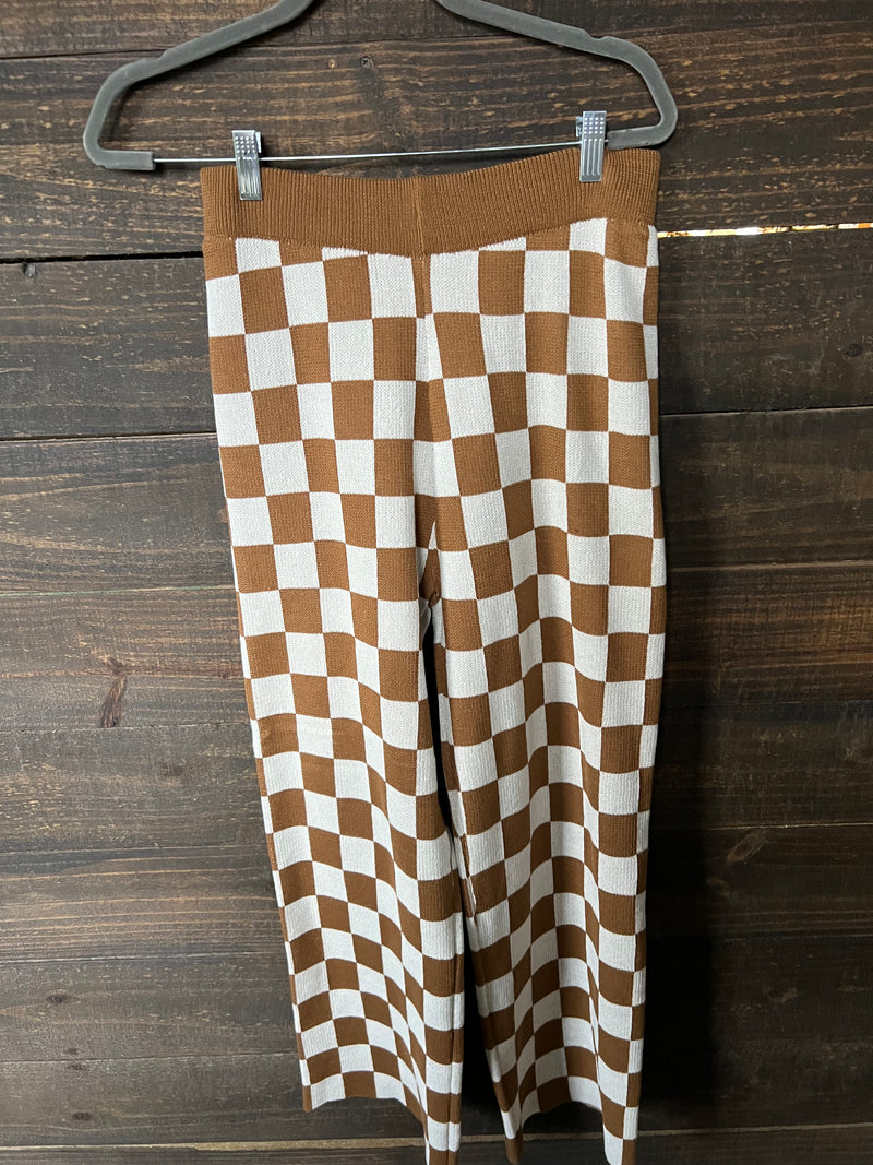 10236 BROWN CHECK SWEATER PANT