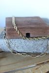 1255 DIPPED GOLD TRIPLE PAPERCLIP, ROPE, AND TWIST CHAIN NECKLACE